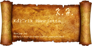 Kórik Henrietta névjegykártya